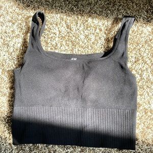 H&M black square neck top